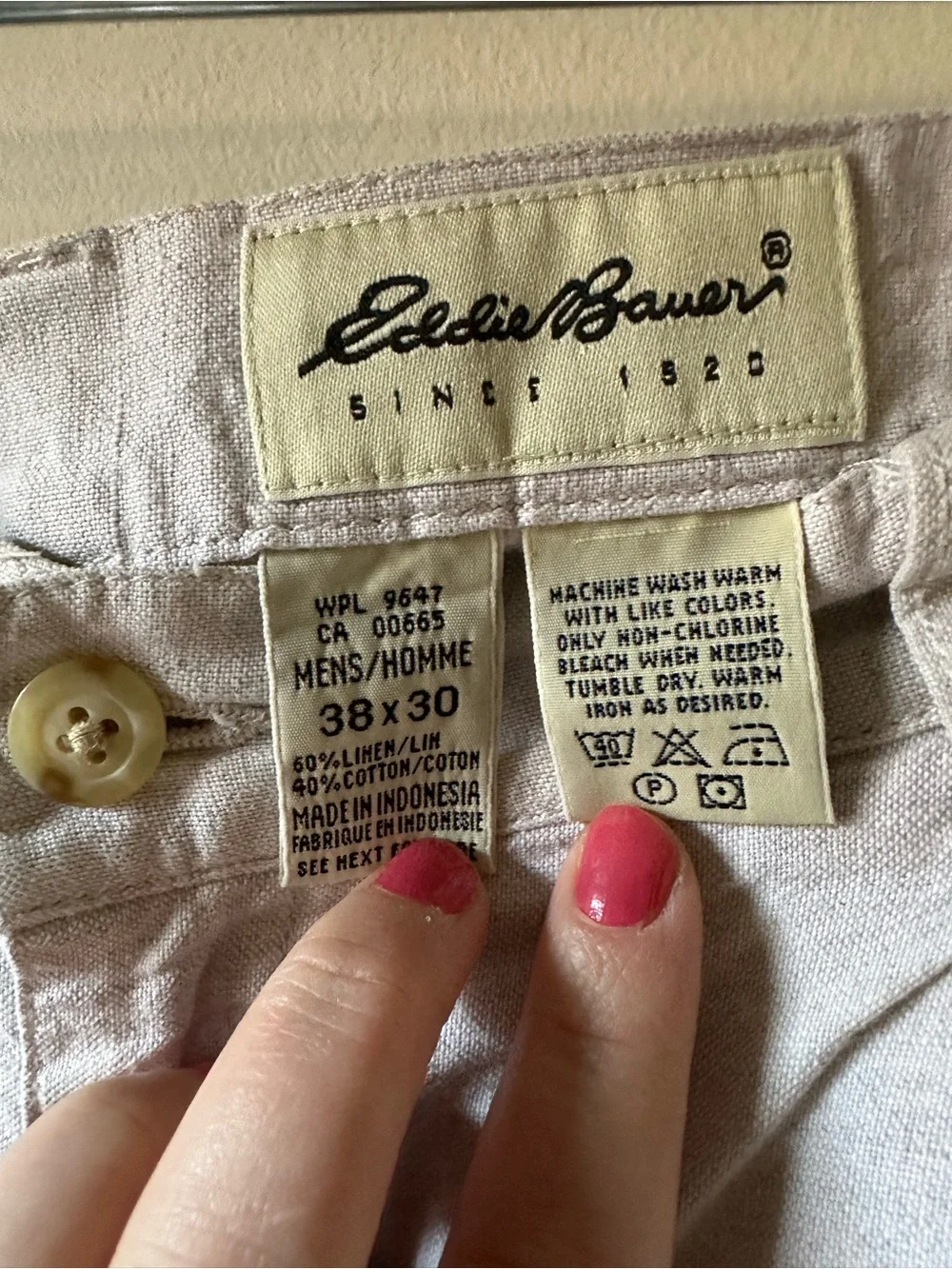 ✨5/$25 Eddie Bauer Linen Cotton Blend Cream Pants Resort Wear Summer Beach 38x30